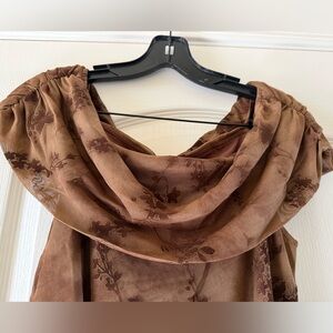 Off Shoulder Dress Tie Die Brown Ladies Large NWT